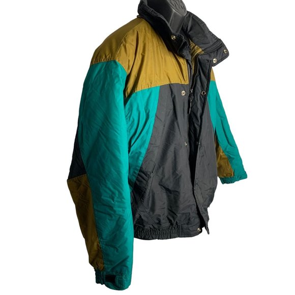 Vintage McGregor Ski Snow Jacket XL Black Zip Snaps Hood Pockets Elastic Waist - Picture 5 of 6